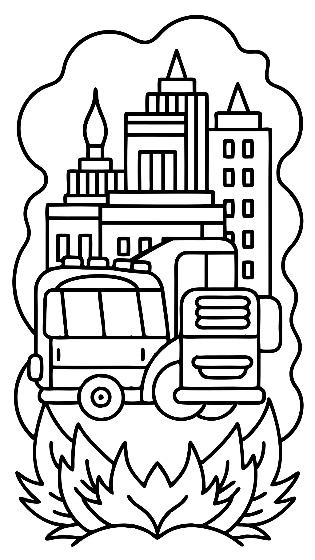 coloring page fire engine